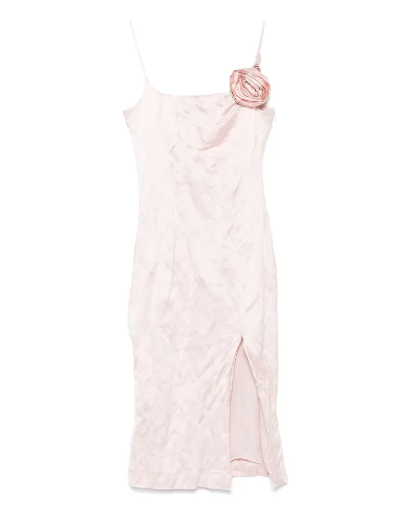 Blumarine Midikleid in Knitteroptik mit 3D-Rosen - Rosa Rosa