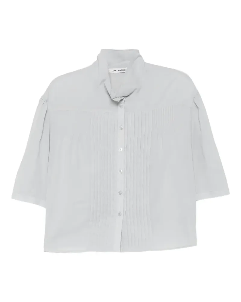 LOW CLASSIC pintuck high-neck blouse - Blau Blau