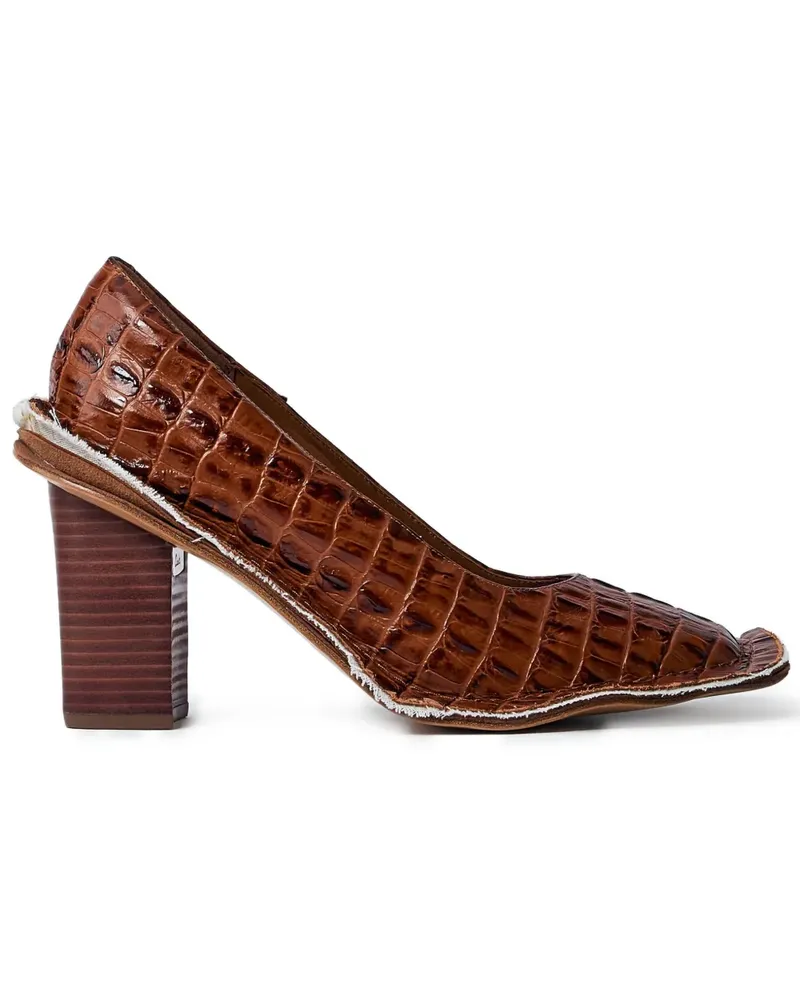 Martine Rose Pumps mit Kroko-Effekt und Blockabsatz 65mm - Braun Braun
