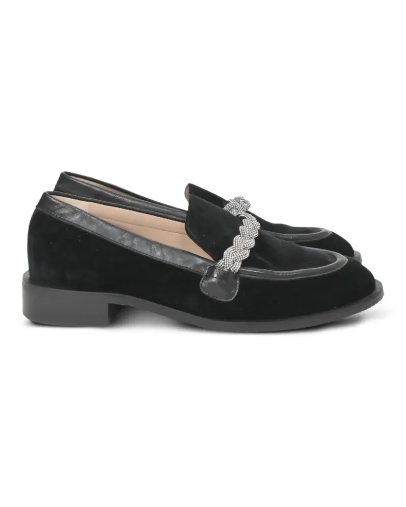 Stuart Weitzman crystal-embellished chain-link loafers - Schwarz Schwarz