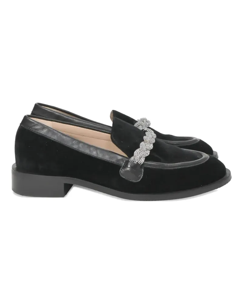 Stuart Weitzman crystal-embellished chain-link loafers - Schwarz Schwarz