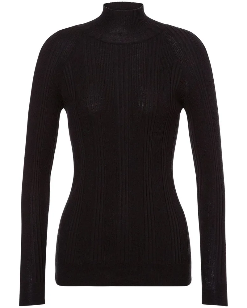 Alberta Ferretti Gerippter Strickpullover Schwarz