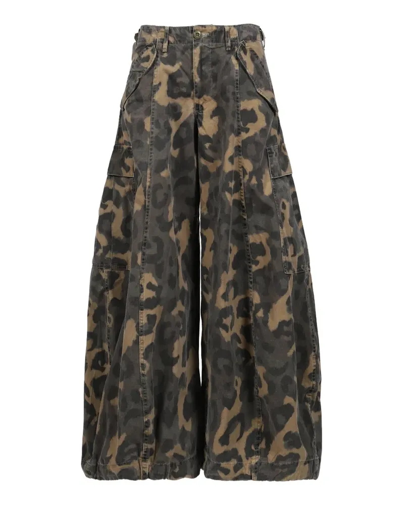 R13 Siouxsie Cargohose mit Leopardenprint - Grau Grau