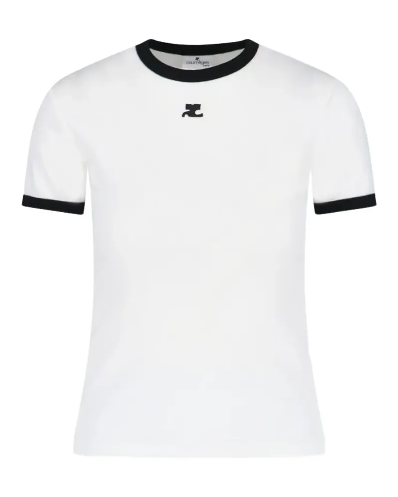 Courrèges T-Shirt mit Logo-Patch - Weiß Weiß