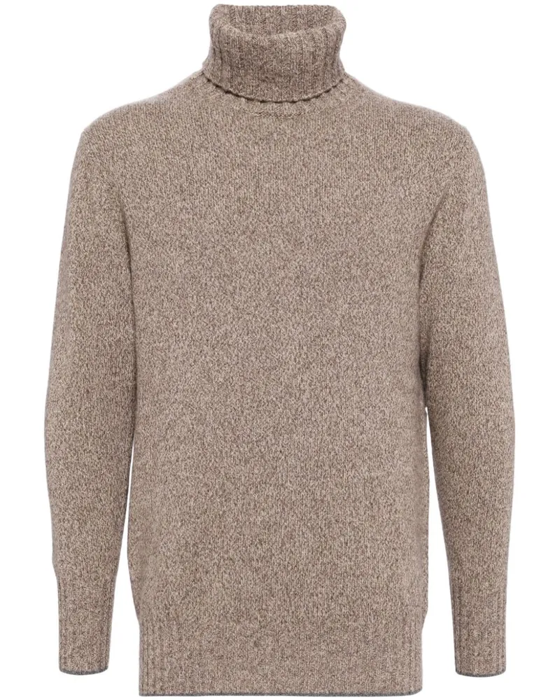N.Peal Brompton Marl Rollkragenpullover aus Bio-Cardigan - Nude Nude