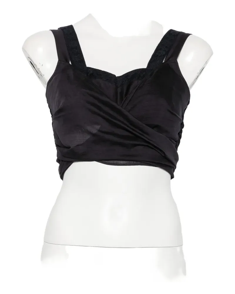 Blumarine sweetheart-neck cropped top - Blau Blau