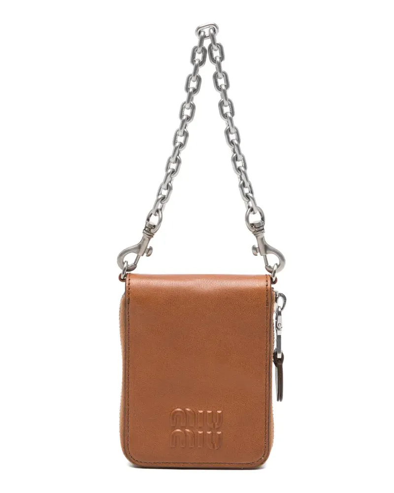 Miu Miu logo-embossed chain-strap wallet - Braun Braun