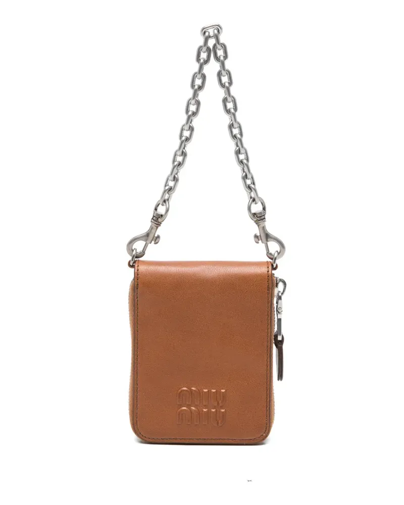 Miu Miu logo-embossed chain-strap wallet - Braun Braun