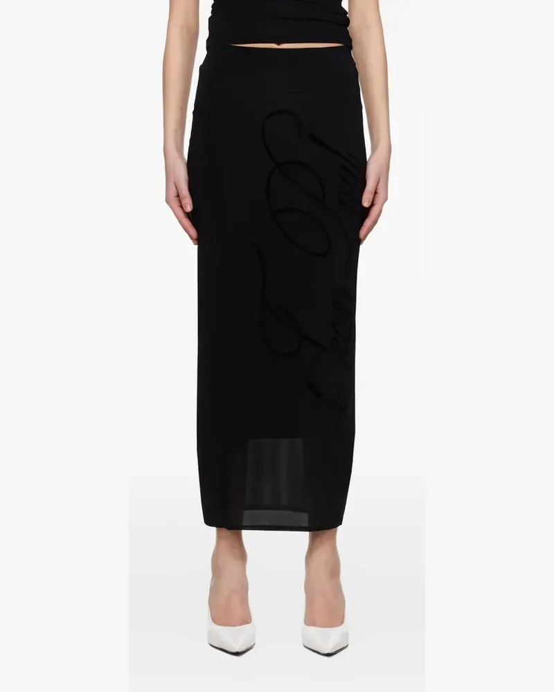 Jean Paul Gaultier Midirock mit beflocktem Logo - Schwarz Schwarz