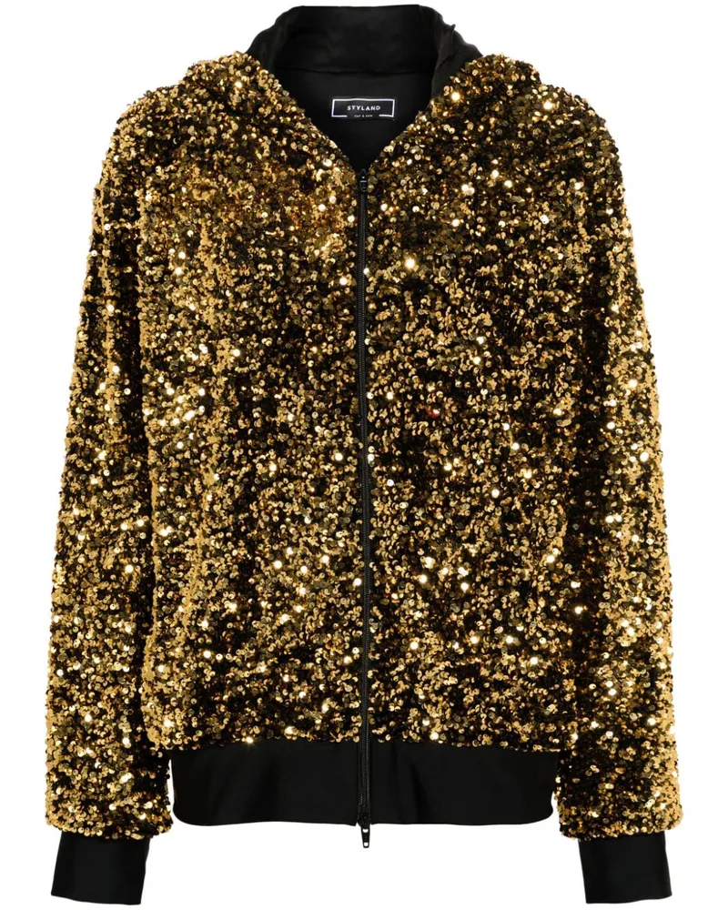 STYLAND Kapuzenjacke mit Pailletten Gold