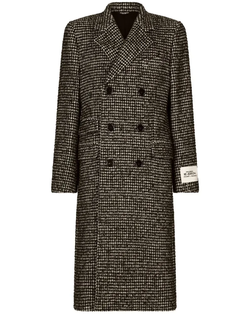 Dolce & Gabbana Doppelreihiger Mantel mit Hahnentrittmuster - Schwarz Schwarz