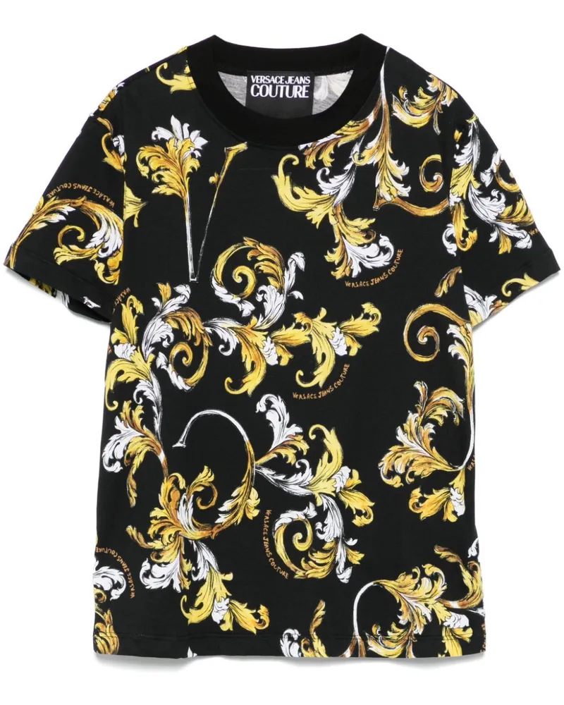 Versace Jeans T-Shirt mit Barocco-Print - Schwarz Schwarz