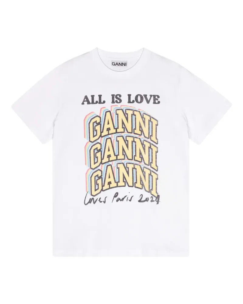 Ganni T-Shirt mit Logo - Weiß Weiß