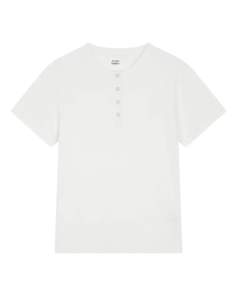 STUDIO TOMBOY T-Shirt mit Knopfleiste - Weiß Weiß