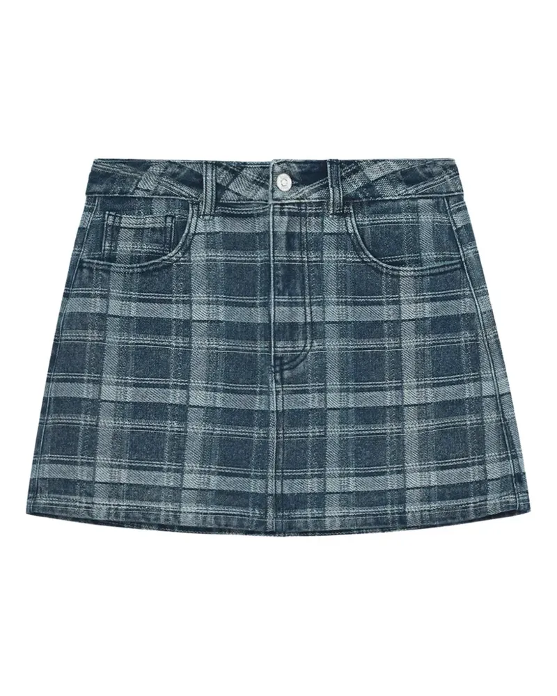 b+ab check-pattern denim mini skirt - Blau Blau
