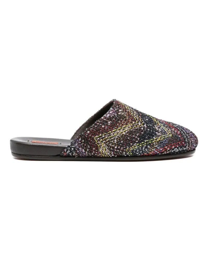 Missoni sequin-embellished flat mules - Blau Blau