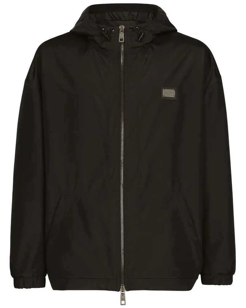 Dolce & Gabbana Kapuzenjacke mit Logo-Schild - Schwarz Schwarz