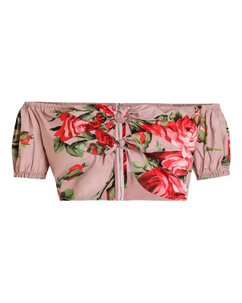 Dolce & Gabbana Geknotetes Oberteil mit Blumen - Rosa Rosa