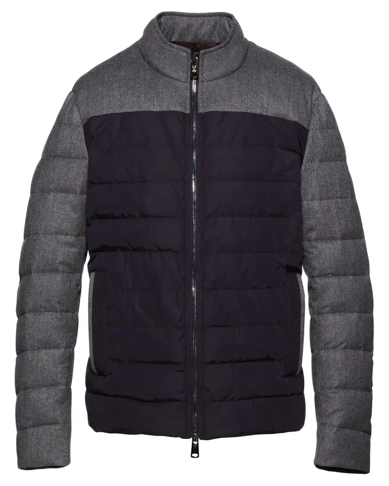 Norwegian Wool Gefütterte Jacke in Colour-Block-Optik - Grau Grau
