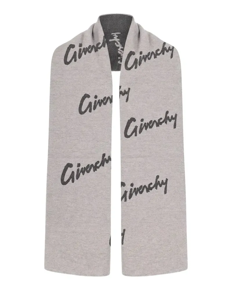 Givenchy logo-pattern fringed scarf - Grau Grau