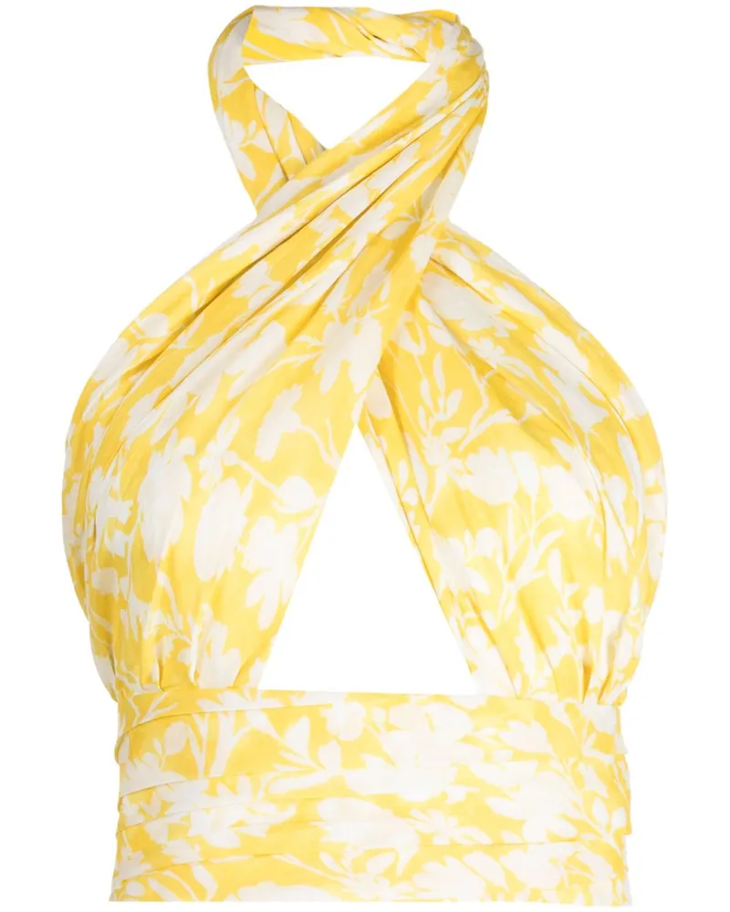 Bambah Catania Cropped-Top mit Blumen-Print - Gelb Gelb
