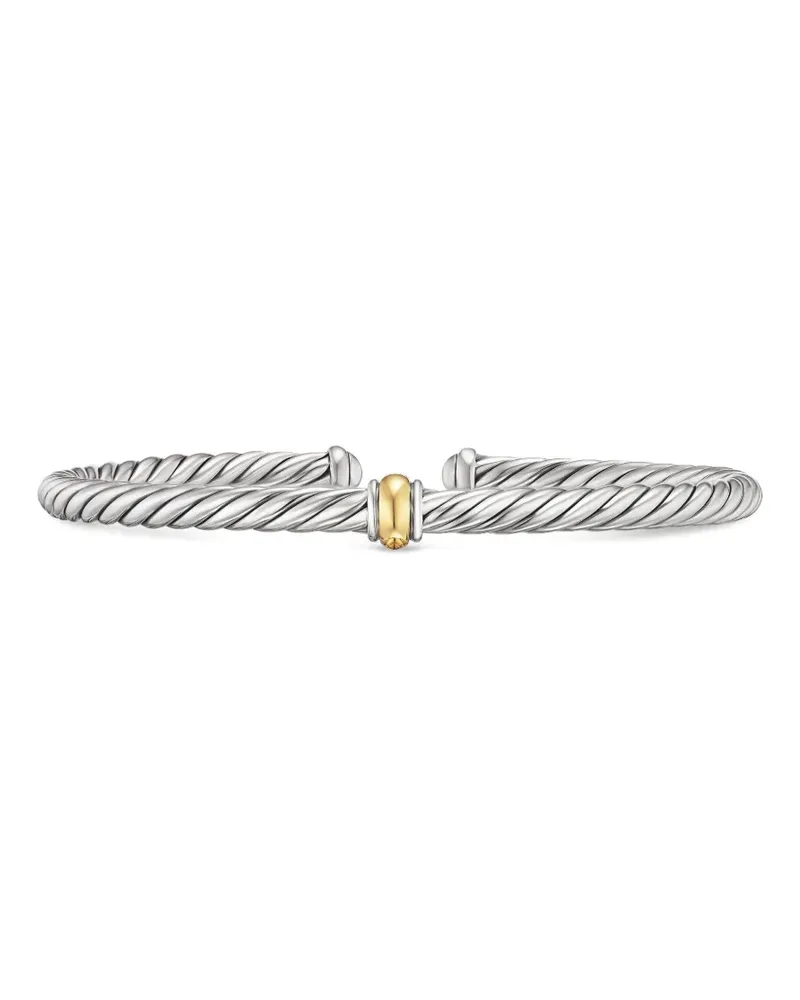 David Yurman 14kt Cable Flex Station Gelbgoldarmband - Silber Silber