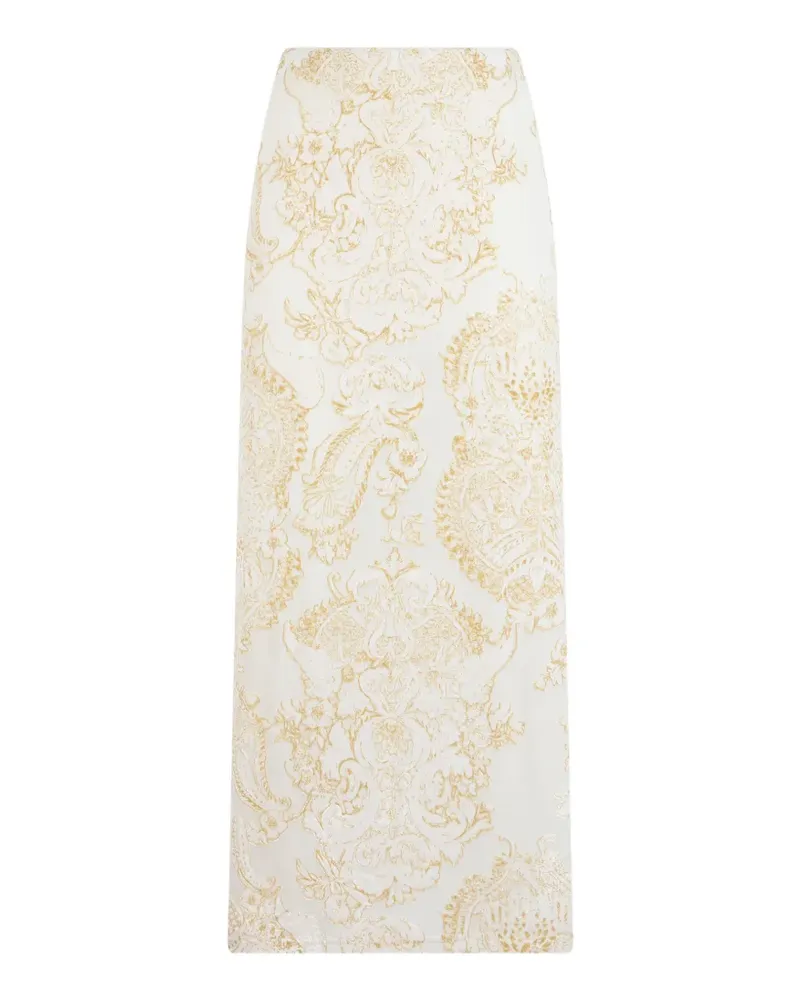 Roberto Cavalli baroque-pattern devoré skirt - Nude Nude