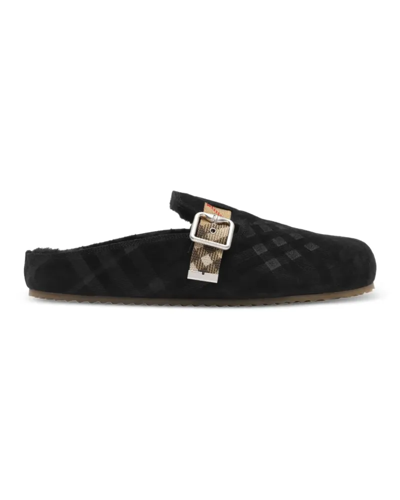 Burberry Check Urchin Clogs mit Shearling - Schwarz Schwarz