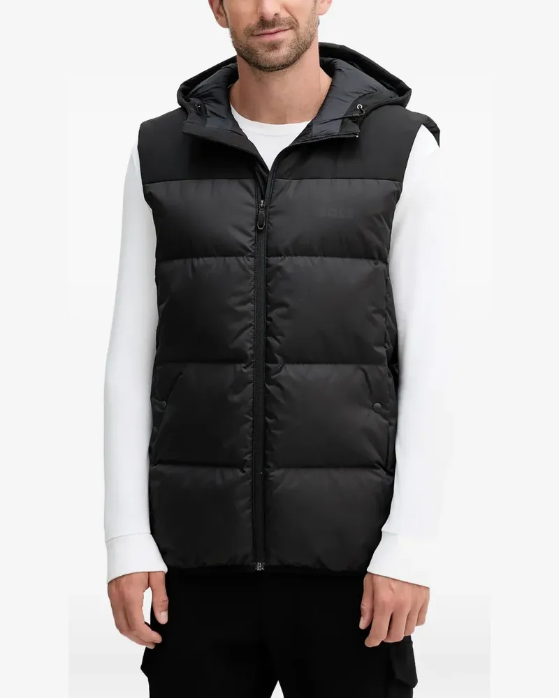 HUGO BOSS quilted design hooded jacket - Schwarz Schwarz