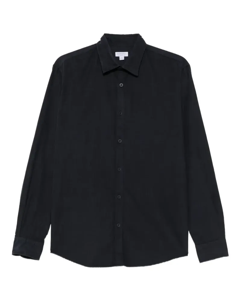 Sunspel Hemd aus Cord - Schwarz Schwarz