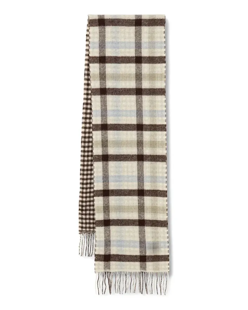 Marc O'Polo check-pattern fringed scarf - Nude Nude