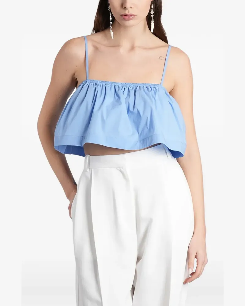IRO Naomy ruffled cropped cotton top - Blau Blau
