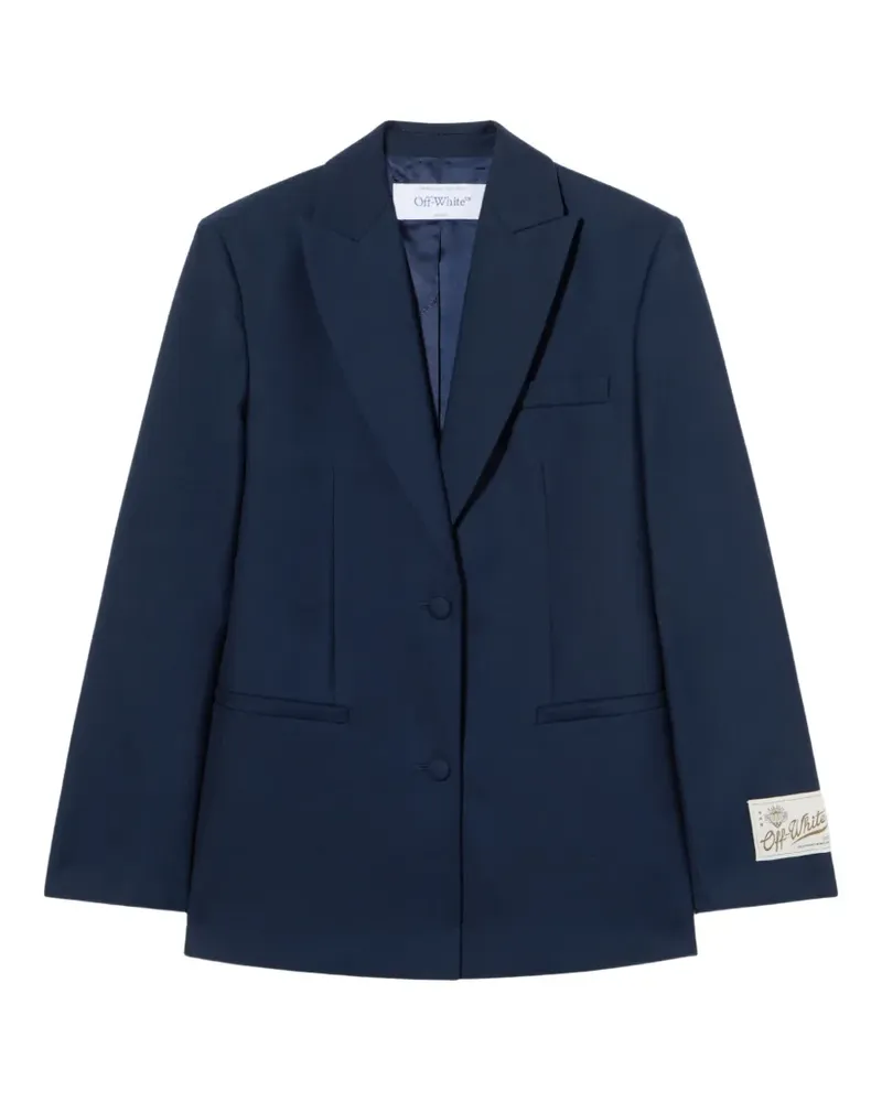 OFF-WHITE label-patch blazer - Blau Blau