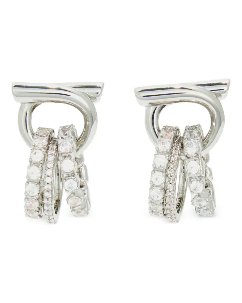 Ferragamo Gancini earrings with crystal ring pendant detail - Silber Silber