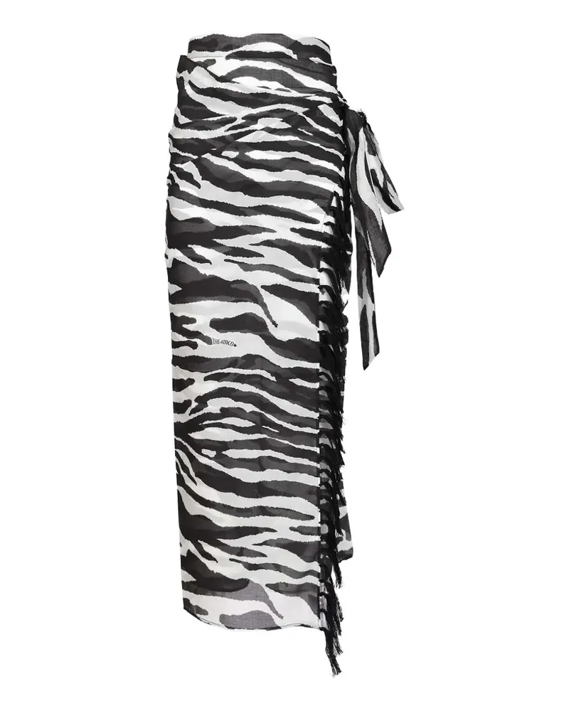 ATTICO animal-print fringed pareo - Weiß Weiß