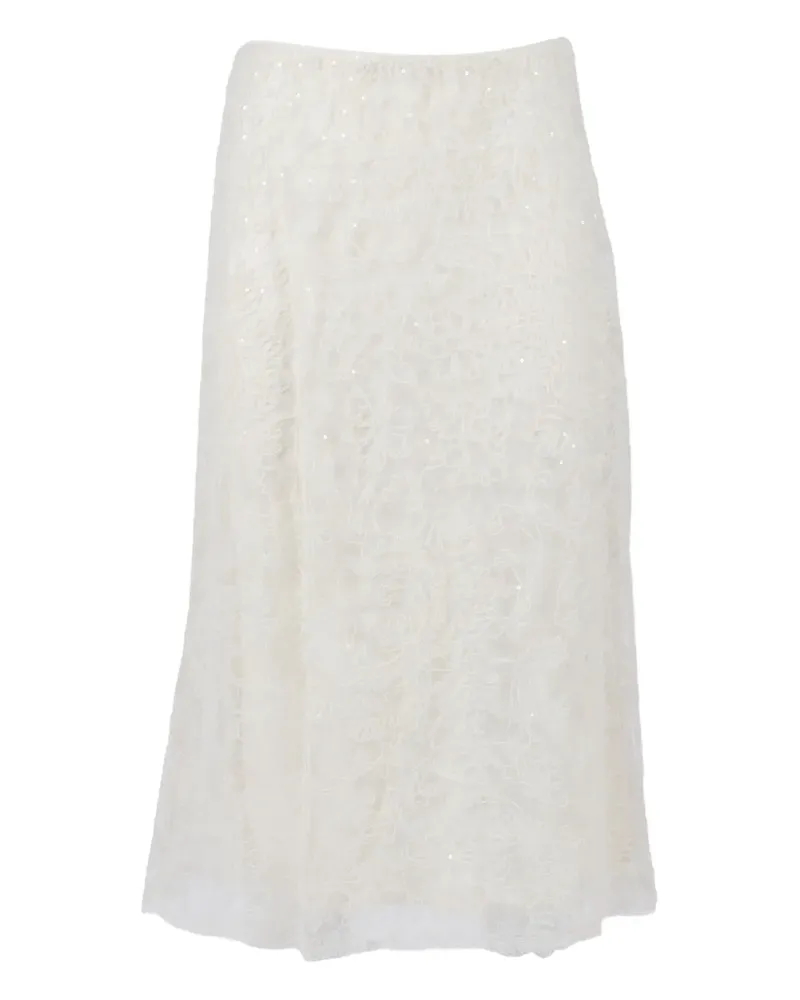 Ermanno Scervino lace sequinned midi skirt - Weiß Weiß