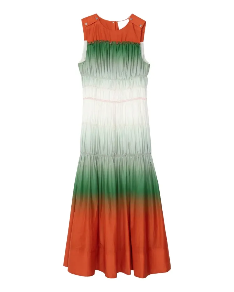 3.1 phillip lim ombré voile gathered midi dress - Orange Orange