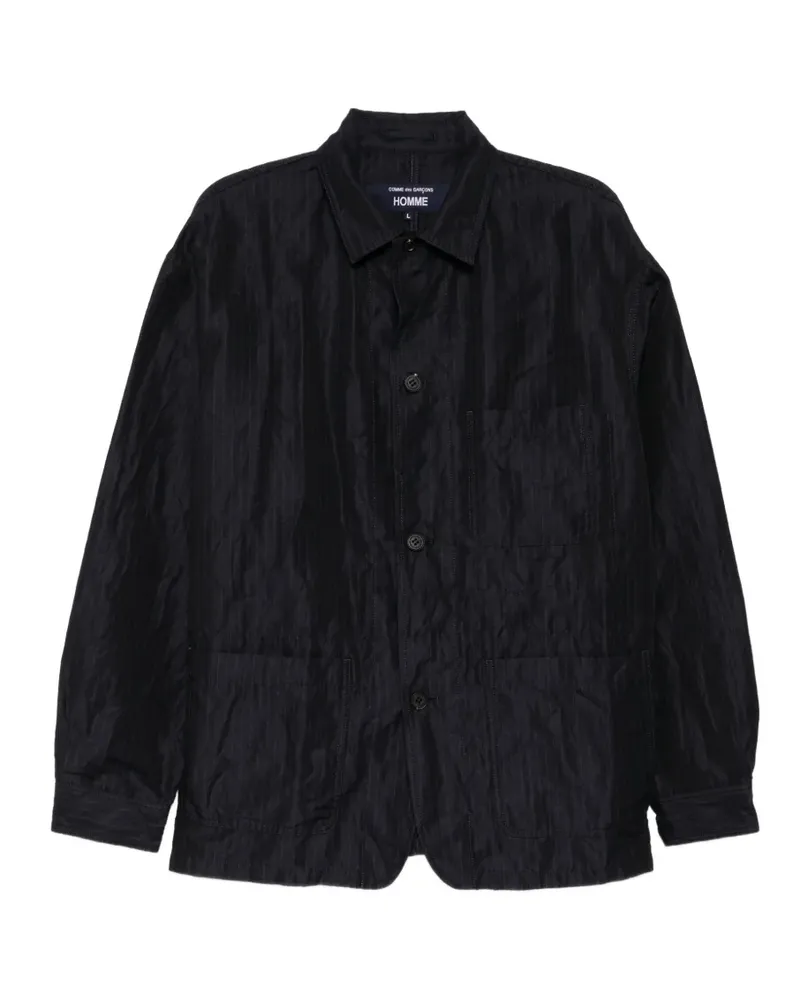 Comme des Garçons pinstripe-pattern crinkled jacket - Blau Blau