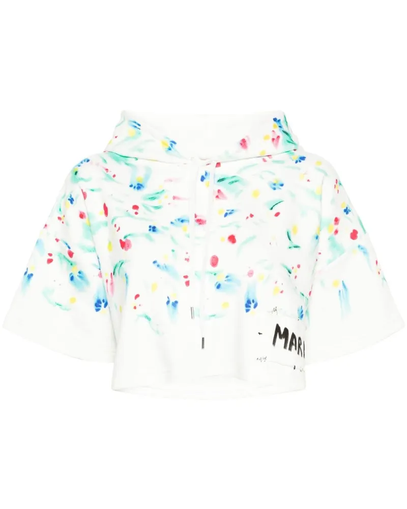 Marni Hoodie mit Blumen-Print - Weiß Weiß