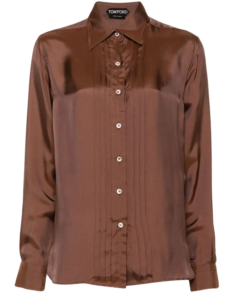 Tom Ford Twill-Hemd mit Plissee-Detail - Braun Braun