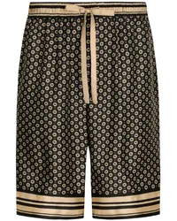 Dolce & Gabbana Shorts aus Seide mit Monogramm Schwarz