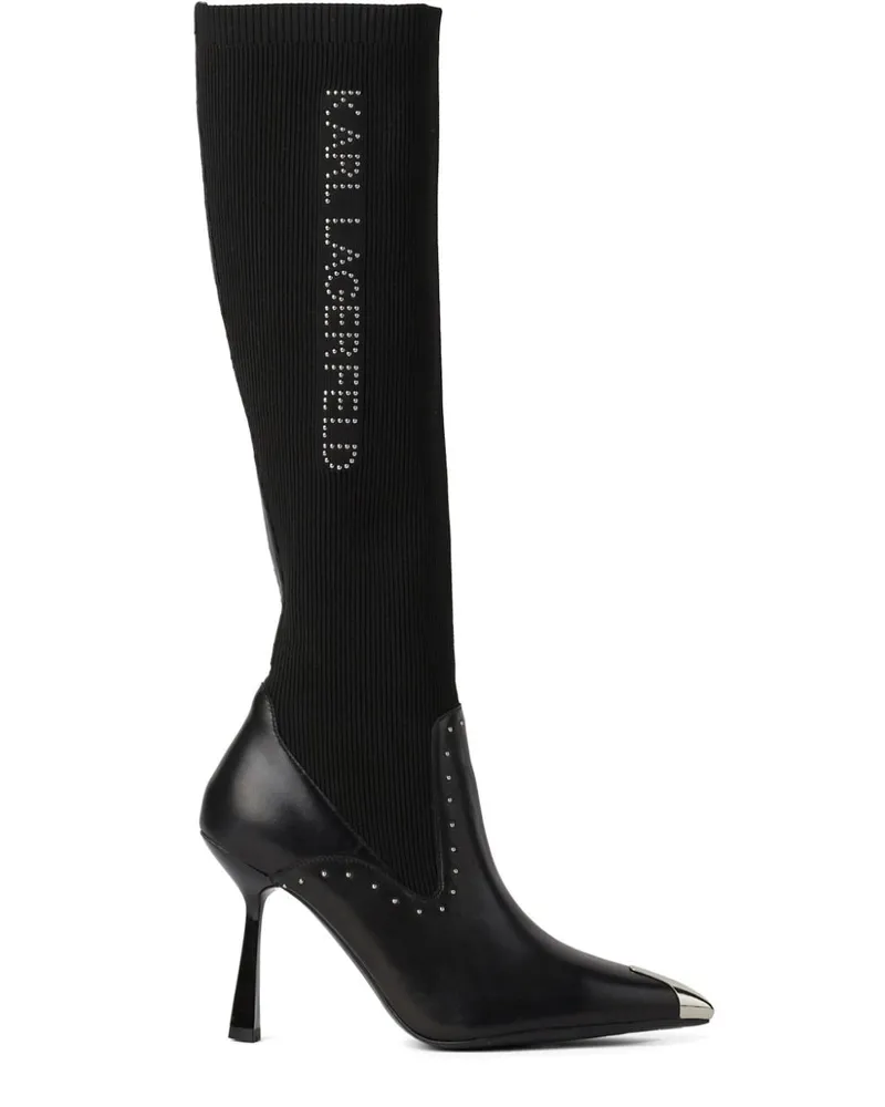 Karl Lagerfeld Kniehohe Pandara Stiefel mit Nieten - Schwarz Schwarz