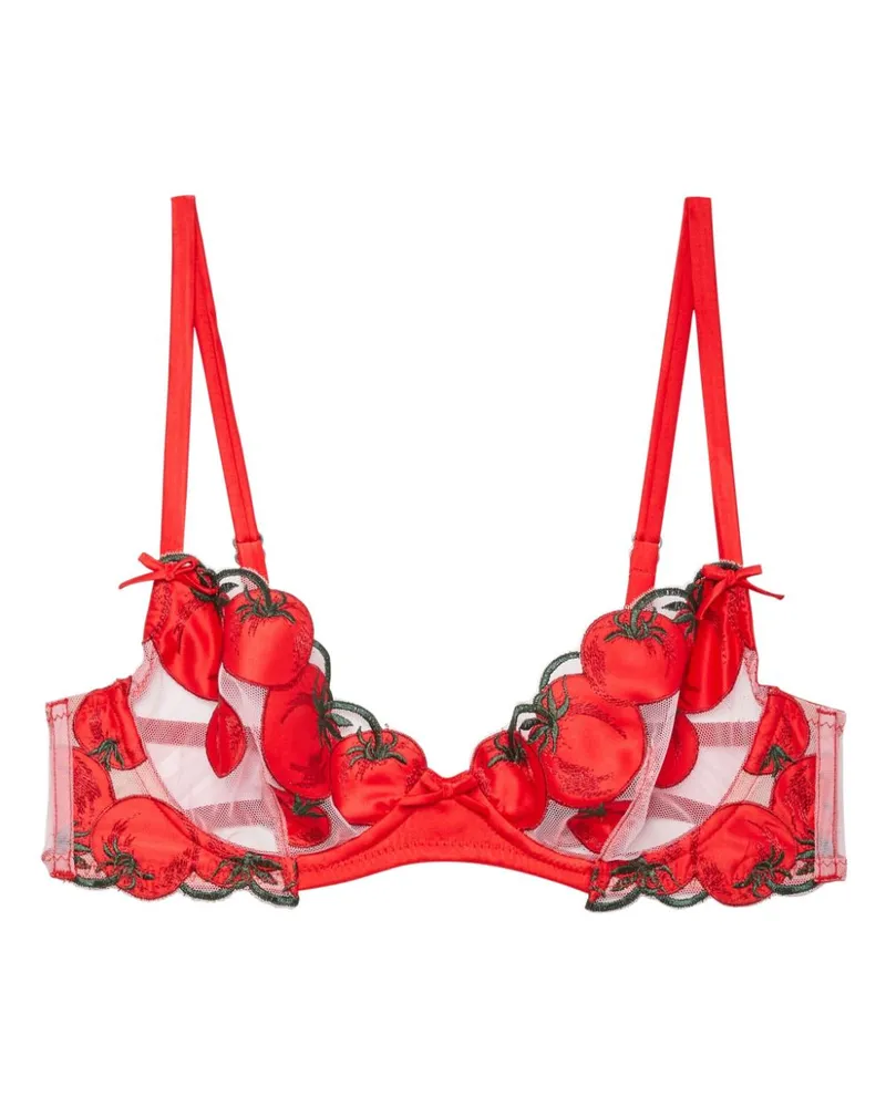 Fleur Du Mal Bestickter Pomodoro Demi-BH - Rot Rot