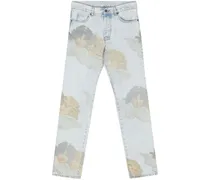 Mid-Rise-Jeans mit Engel-Print