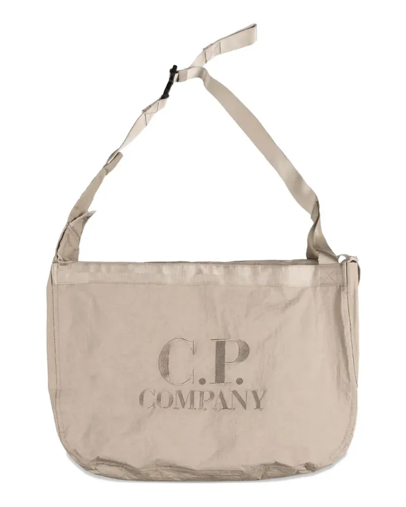 C.P. Company logo-embroidery shoulder bag - Nude Nude