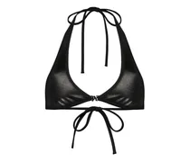 Bikinioberteil mit Monogramm-Schild - Schwarz