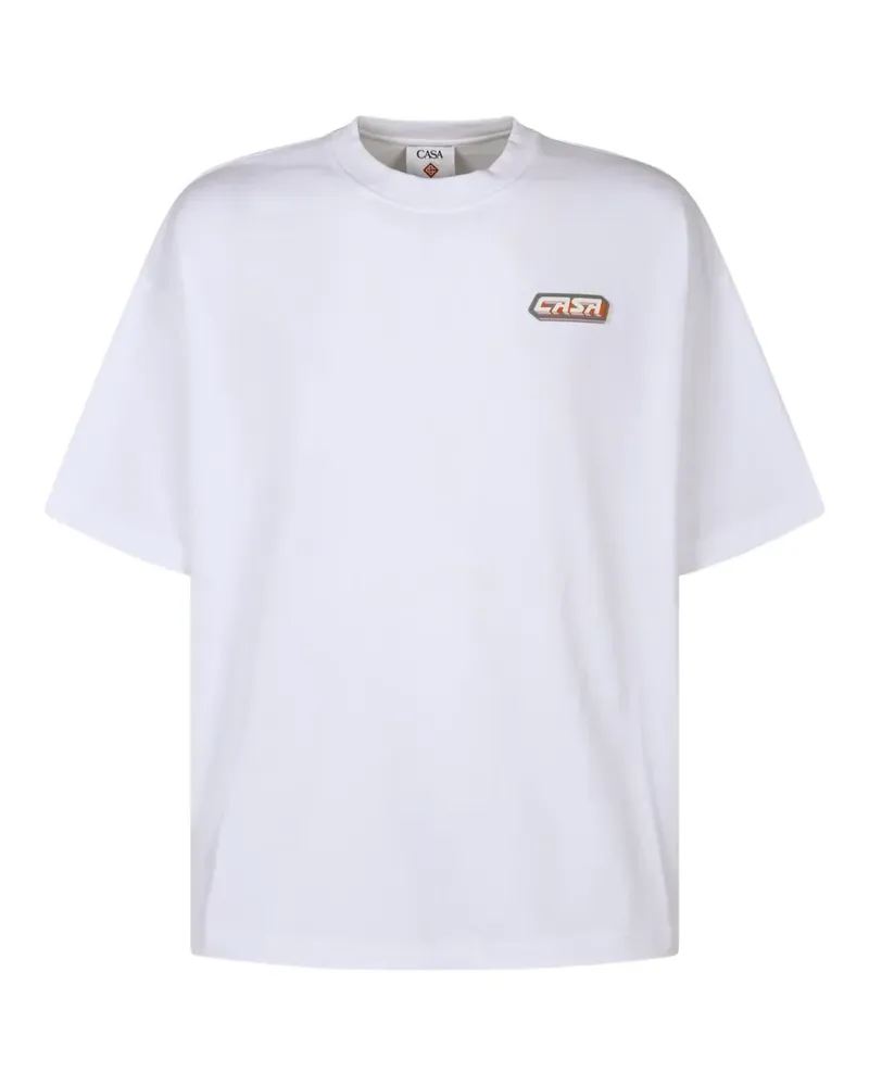 Casablanca Paris Casa Racing T-Shirt mit Logo-Patch - Weiß Weiß