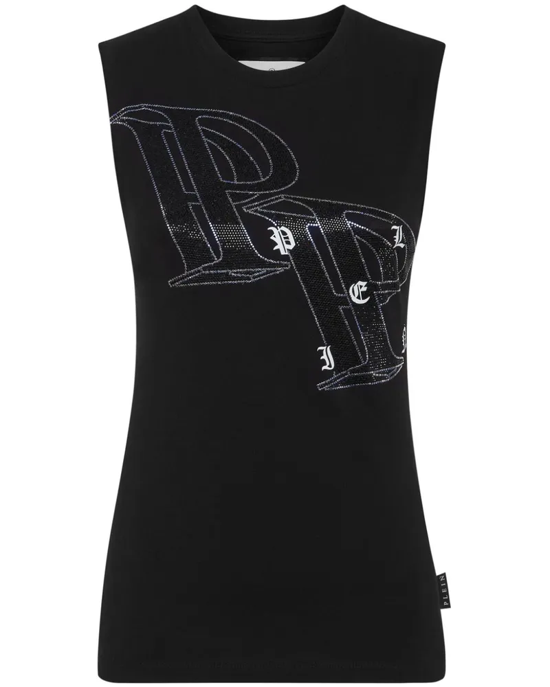 Philipp Plein Tanktop mit kristallverziertem Logo - Schwarz Schwarz