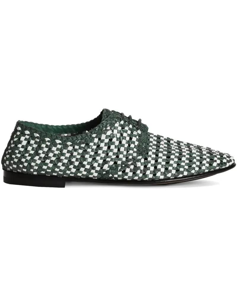 Dolce & Gabbana Gewebte Derby-Schuhe - Grün Grün