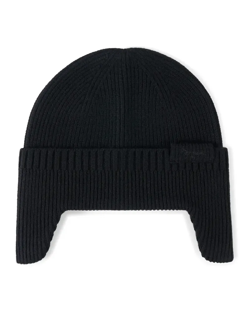 Bogner Gerippte Merlin Beanie mit Ohrenklappen - Schwarz Schwarz